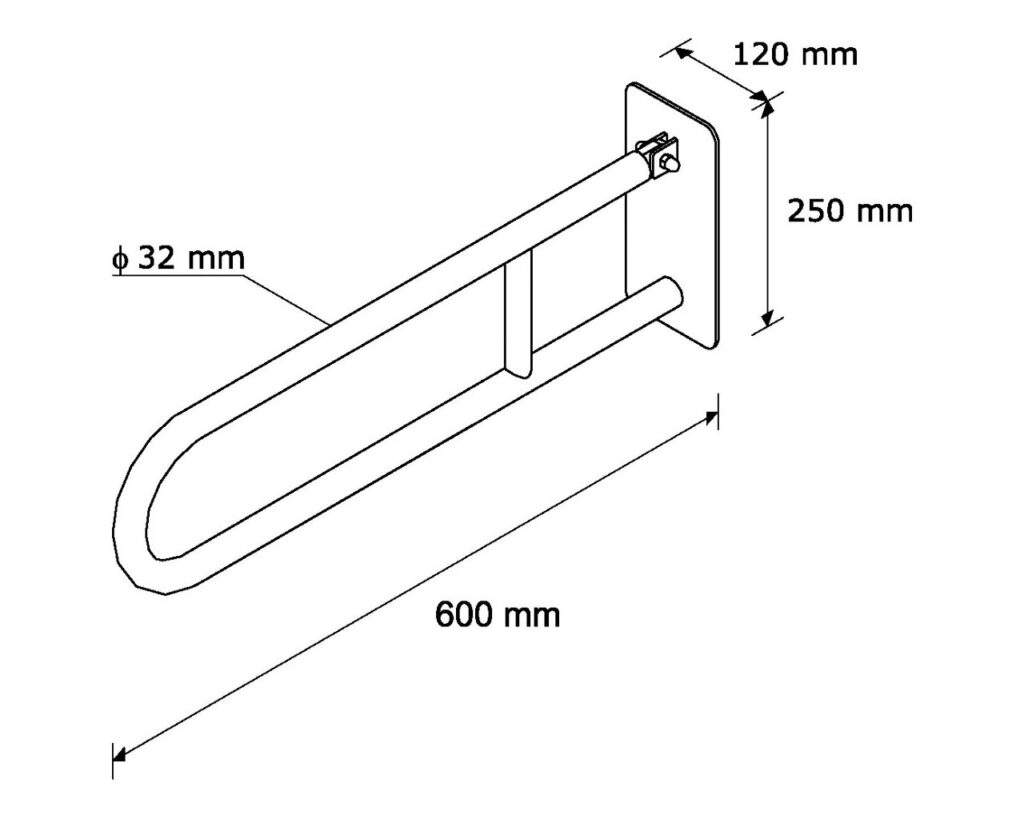 Poręcz uchylna łukowa 600 mm