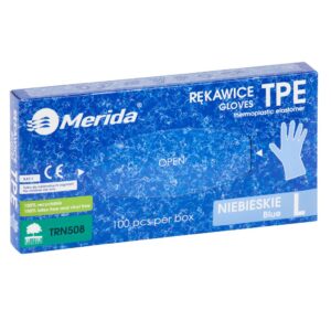 Rękawice elastomerowe TPE, niebieskie, rozmiar L, opakowanie 100 szt.