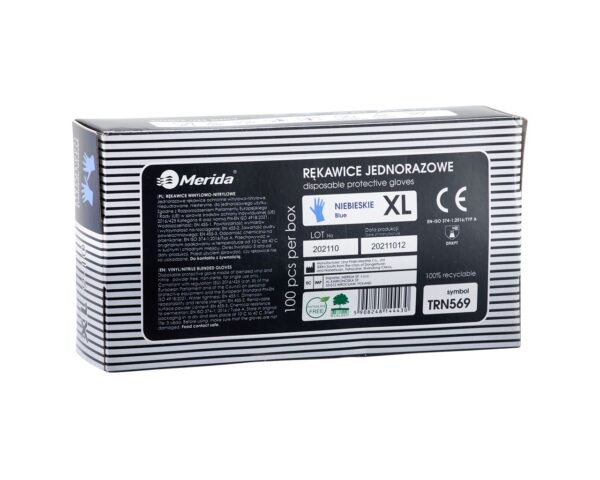 Rękawice winylowo - nitrylowe, niebieskie, rozmiar XL, opakowanie 100 szt. Rękawice winylowo - nitrylowe, niebieskie, rozmiar XL, opakowanie 100 szt.