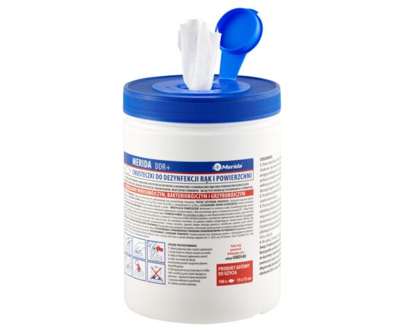 Chusteczki nasączone do chirurgicznej i higienicznej dezynfekcji rąk i powierzchni MERIDA POLANA DDR+, tuba, rolka 15 m, 100 listków Chusteczki nasączone do chirurgicznej i higienicznej dezynfekcji rąk i powierzchni MERIDA POLANA DDR+, tuba, rolka 15 m, 100 listków