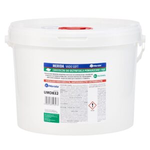 Chusteczki nasączone do dezynfekcji rąk i powierzchni MERIDA VADO SOFT, bezalkoholowe, wiadro 10 l, rolka 122,36 m, 322 listki