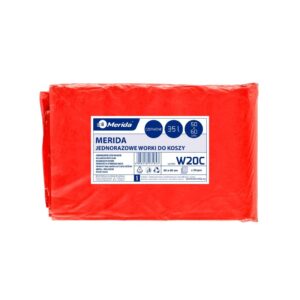 Worki na odpady medyczne MERIDA CLASSIC, 50 x 60 cm, pojemność 35 l, paczka 50 szt., CZERWONE, LDPE