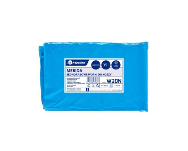 Worki na śmieci MERIDA CLASSIC, 50 x 60 cm, pojemność 35 l, paczka 50 szt., NIEBIESKIE, LDPE