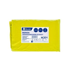 Worki na śmieci MERIDA CLASSIC, 50 x 60 cm, pojemność 35 l, paczka 50 szt., ŻÓŁTE, LDPE