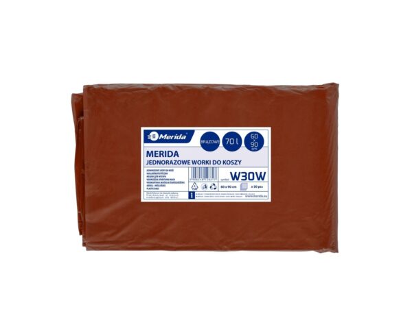 Worki na odpady BIO, MERIDA, 60 x 90 cm, pojemność 70 l, paczka 50 szt., BRĄZOWE, LDPE