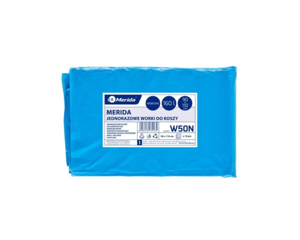 Worki na śmieci MERIDA, 90 x 110 cm, pojemność 160 l, paczka 10 szt., NIEBIESKIE, LDPE