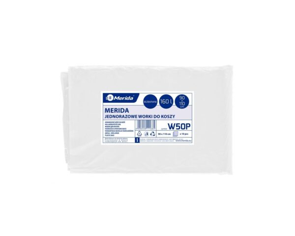 Worki na śmieci MERIDA, 90 x 110 cm, pojemność 160 l, paczka 10 szt., BEZBARWNE, LDPE