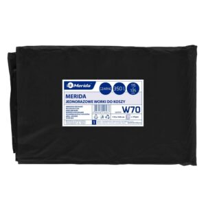 Worki na śmieci MERIDA, 115 x 135 cm, pojemność 350 l, paczka 10 szt., CZARNE, LDPE