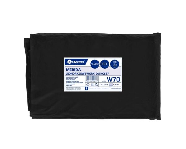 Worki na śmieci MERIDA, 115 x 135 cm, pojemność 350 l, paczka 10 szt., CZARNE, LDPE