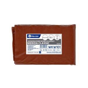 Worki na odpady BIO, MERIDA CLASSIC, 50 x 60 cm, pojemność 35 l, paczka 50 szt., BRĄZOWE, LDPE