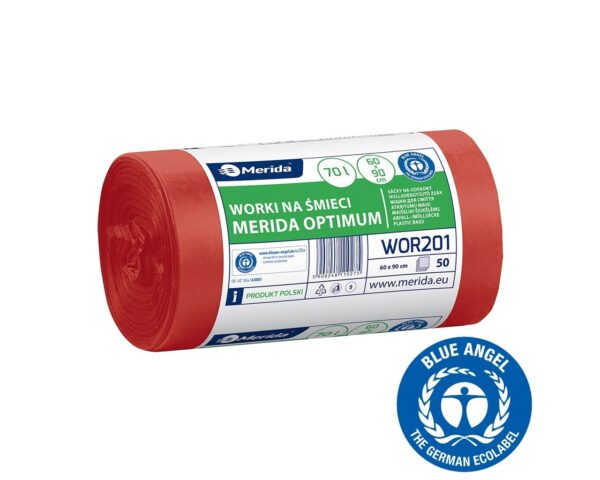 Worki na odpady medyczne 70 l, MERIDA OPTIMUM BLUE ANGEL, czerwone, 60x90, rolka 50 szt. Worki na odpady medyczne 70 l, MERIDA OPTIMUM BLUE ANGEL, czerwone, 60x90, rolka 50 szt.