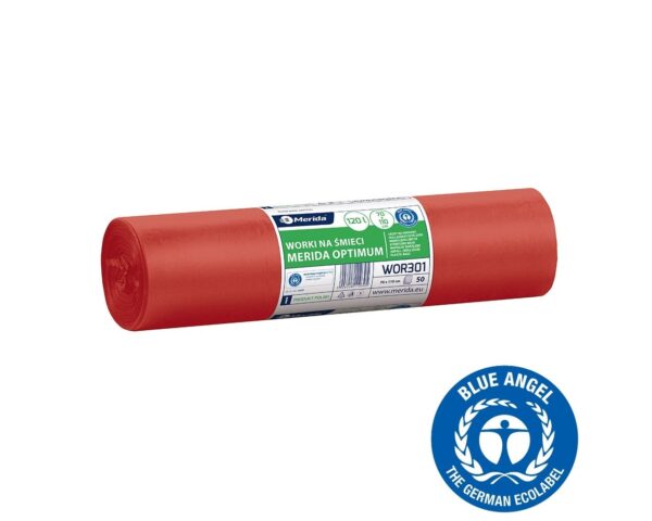 Worki na odpady medyczne 120 l, MERIDA OPTIMUM BLUE ANGEL, czerwone, 70x110, rolka 50 szt. Worki na odpady medyczne 120 l, MERIDA OPTIMUM BLUE ANGEL, czerwone, 70x110, rolka 50 szt.