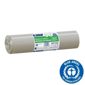 Worki na śmieci 120 l, MERIDA OPTIMUM BLUE ANGEL, bezbarwne, 70x110 cm, rolka 50 szt.