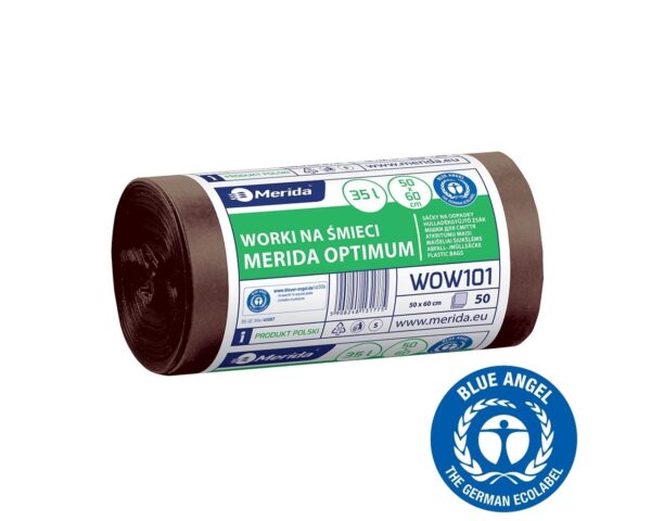 Worki na bioodpady 35 l, MERIDA OPTIMUM BLUE ANGEL, brązowe, 50x60 cm, rolka 50 szt.