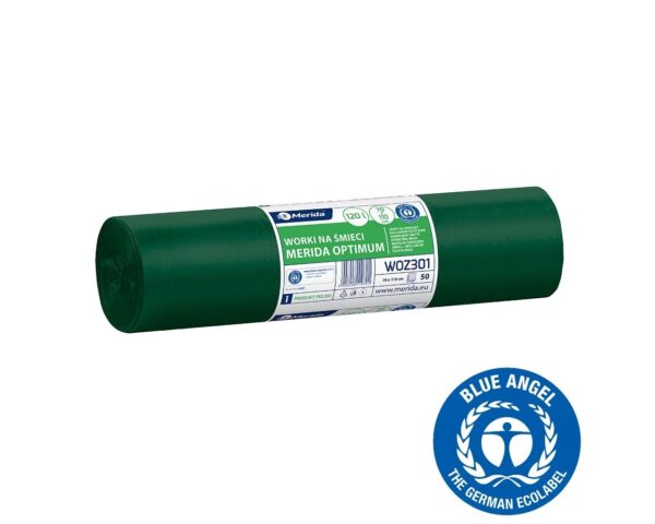 Worki na śmieci 120 l, MERIDA OPTIMUM BLUE ANGEL, zielone, 70x110 cm, rolka 50 szt. Worki na śmieci 120 l, MERIDA OPTIMUM BLUE ANGEL, zielone, 70x110 cm, rolka 50 szt.